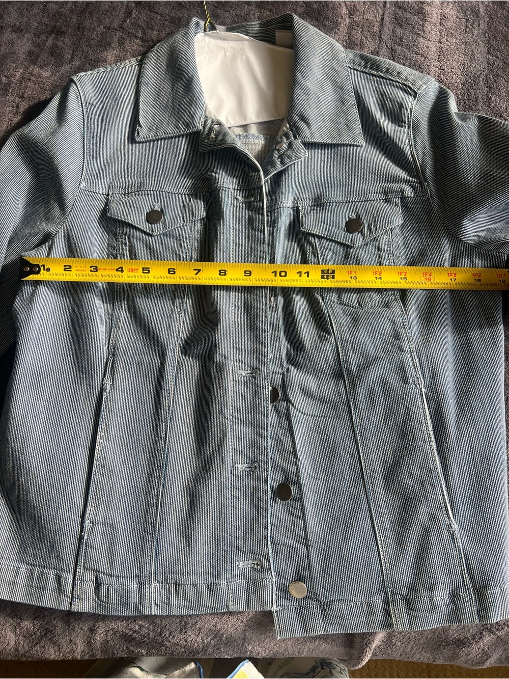 Chico's Blue and White Striped Jacket - Picture 6 of 7